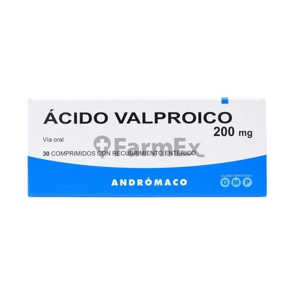 Acido Valproico 200 mg x 30 comprimidos con recubrimiento entérico "Ley Cenabast" Farmex-Pluxee-Persistente